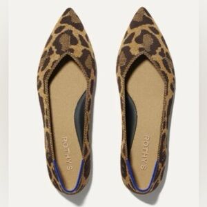 Rothy's The Point II Metallic Cat Animal Print Women's Pointed Toe Flats 8.5